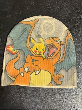 Pokemon Charizard & Pikachu Beanie - Orange, Yellow, Gray
